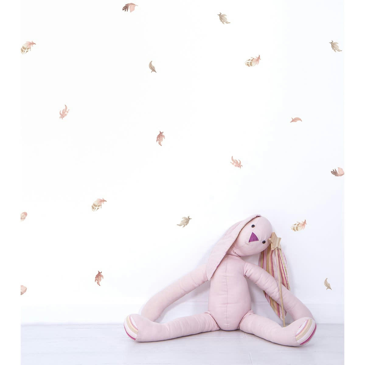 SELENE - Stickers muraux les plumes en vinyle mat rose