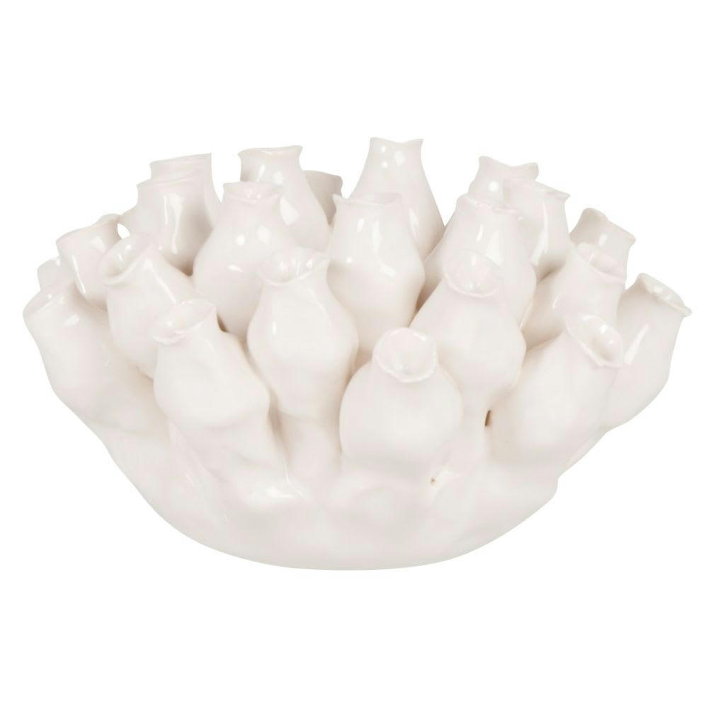 Ikaria - Photophore corail en céramique écru