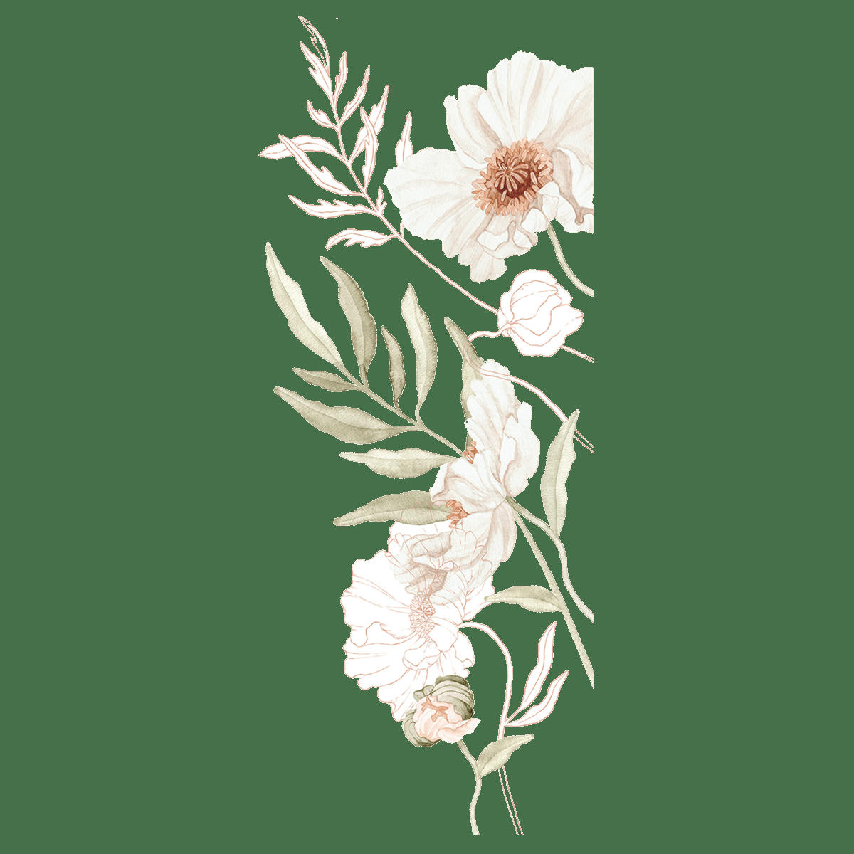 POPPIES - Grand sticker fleurs de coquelicot en vinyle mat multicolore