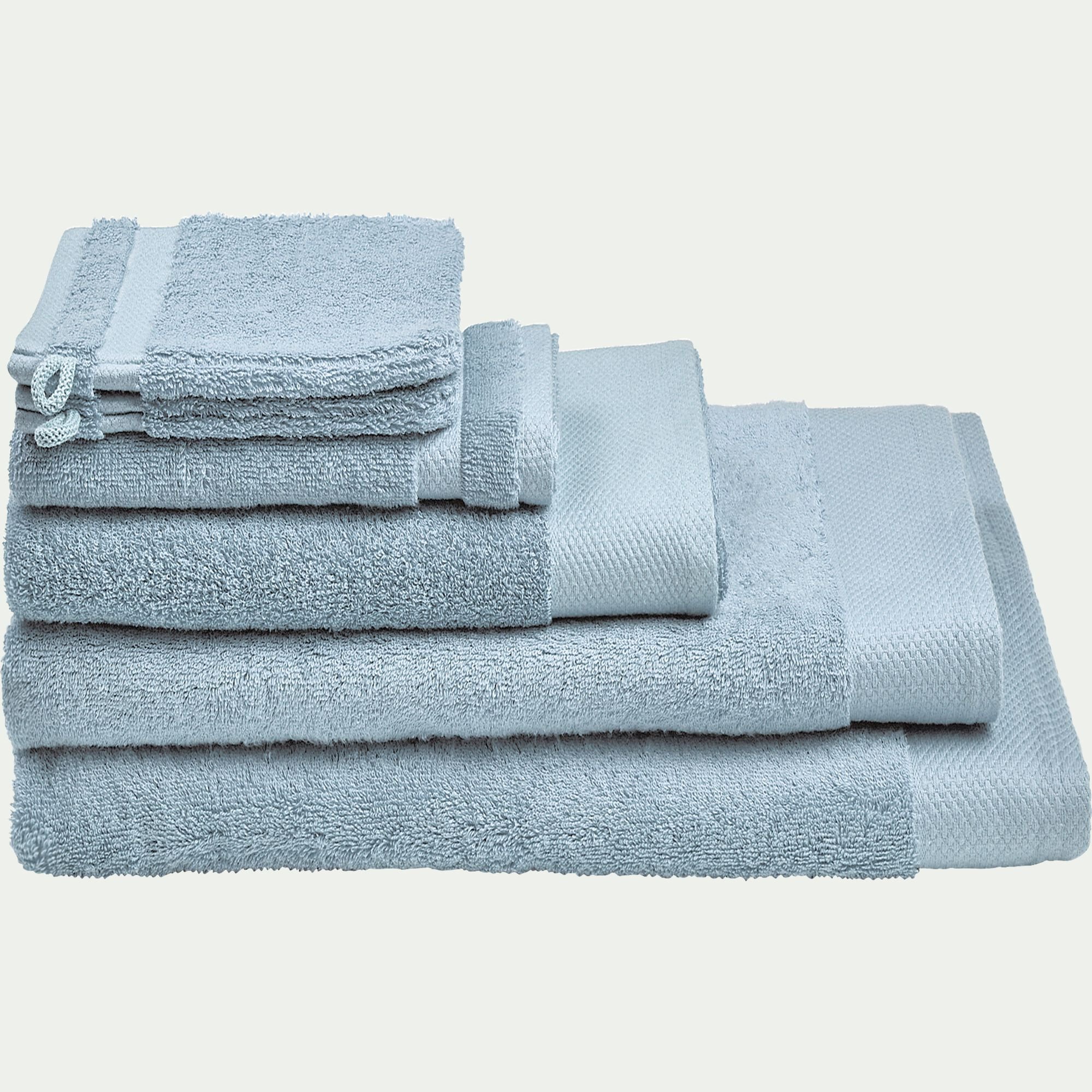 AZUR - Linge de toilette en coton peigné- bleu calaluna