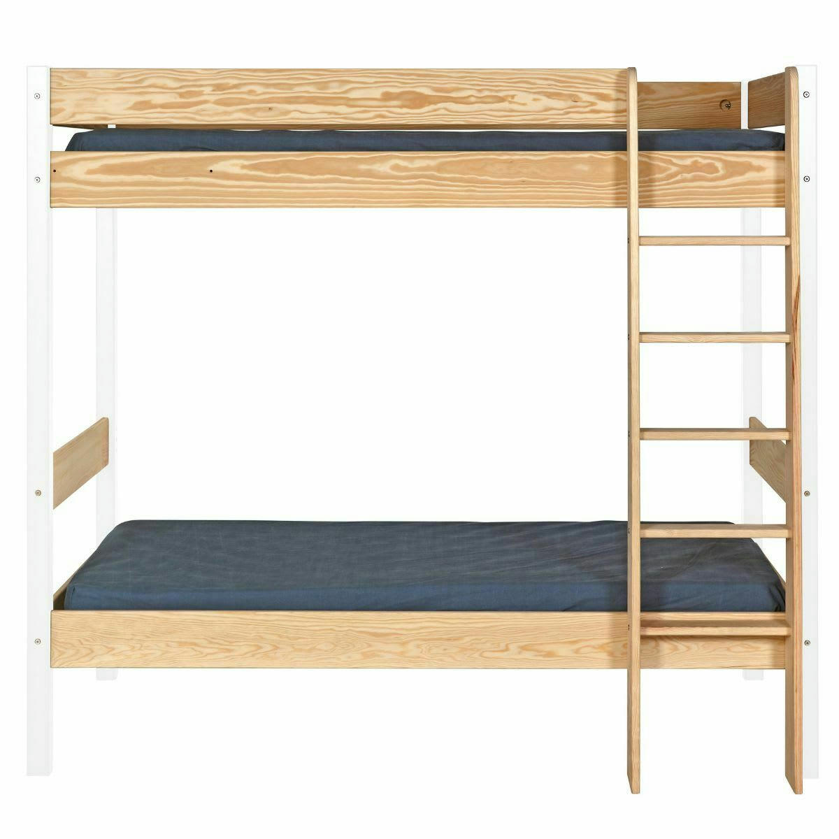 CLEA - Lit superposé 90x190 cm bois massif blanc et bois