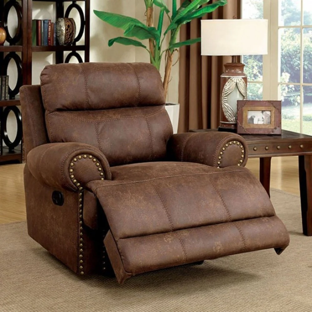 Leatherette Glider Recliner Chair, Brown
