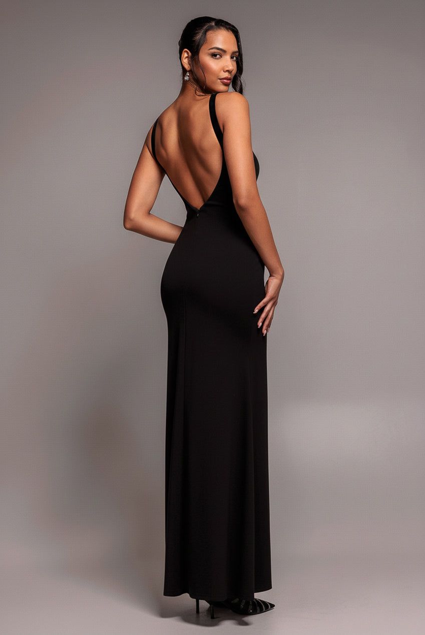 Goddiva Racer Neck Corsage Scuba Maxi