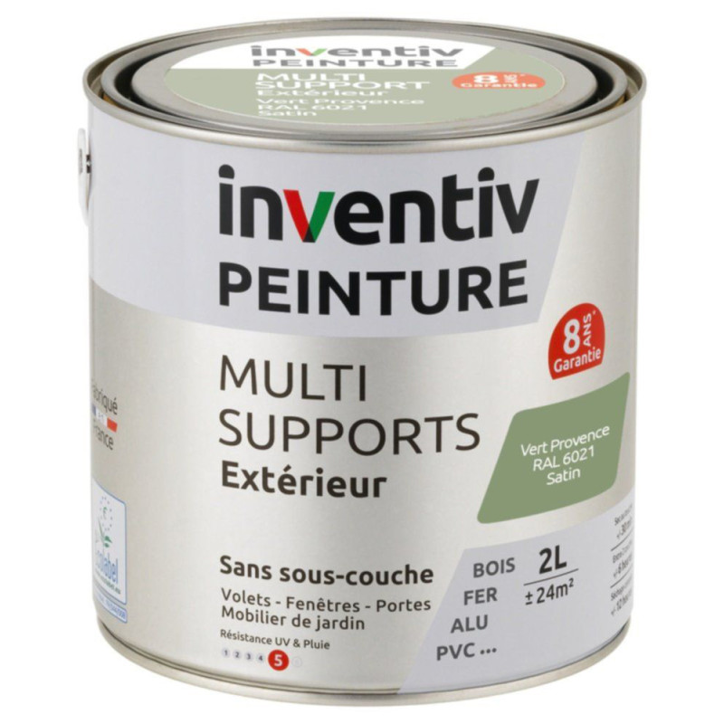 Peinture multi-supports vert Provence satiné 2 L INVENTIV