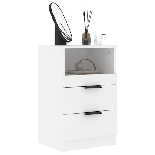 NNEVL Bedside Cabinets 2 pcs White Engineered Wood