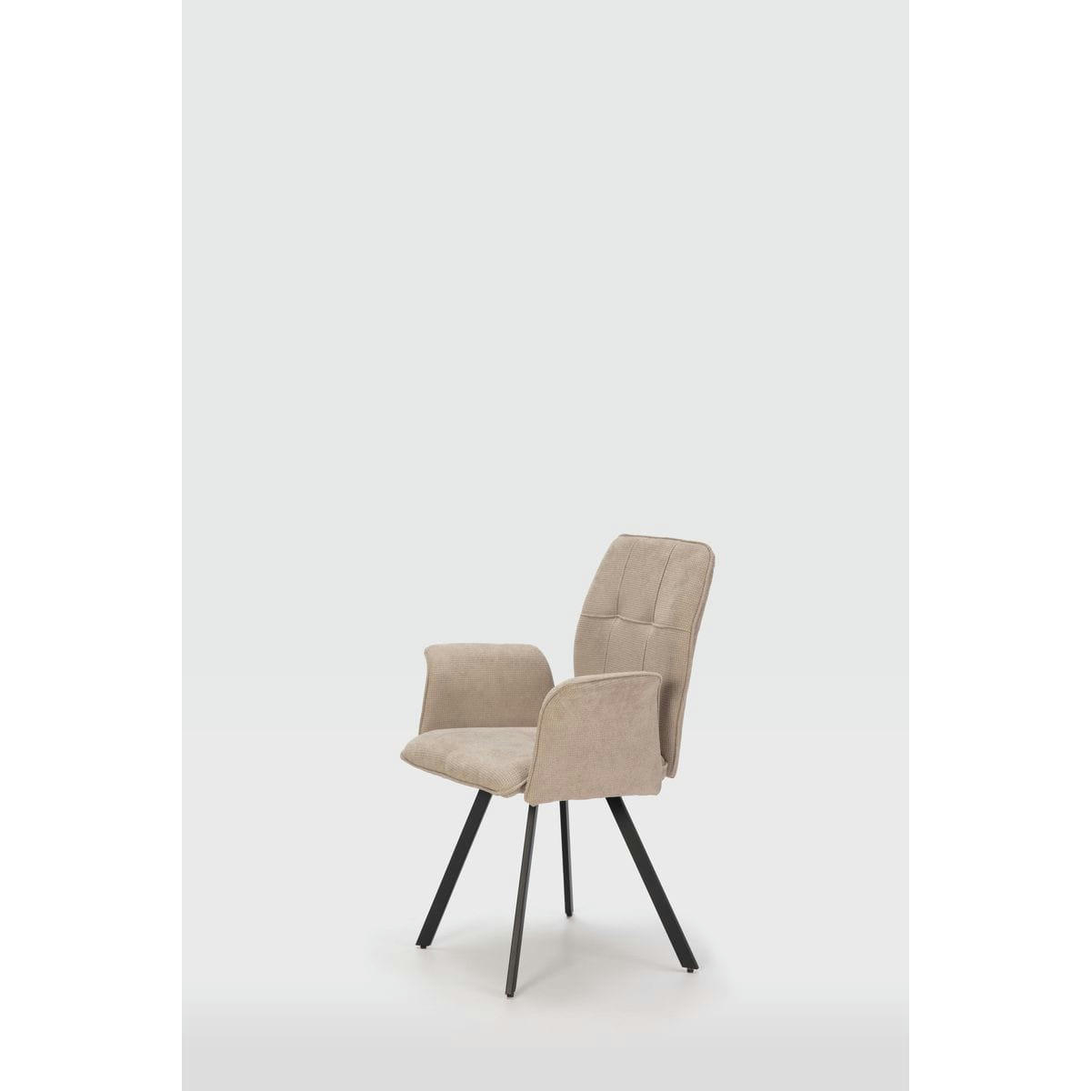 ALANN - Lot de 2 fauteuils de table en tissu gris clair