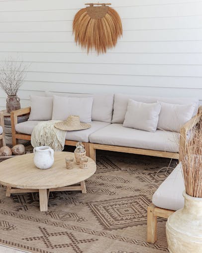 Takha Brown and Beige Tribal Flatweave Indoor Outdoor Rug