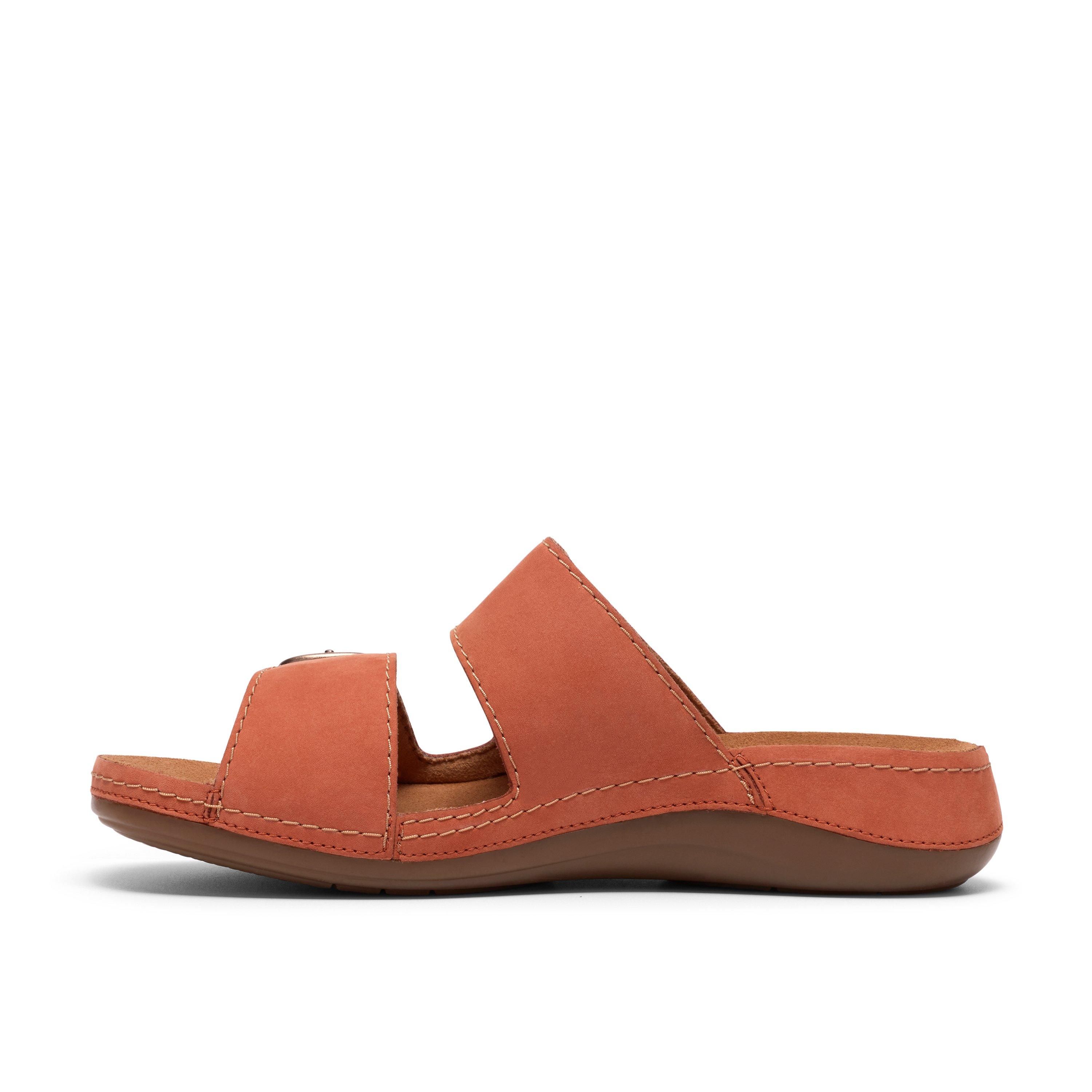 Clarks Cecily Step Burnt Orange Flat Sandals,Sliders