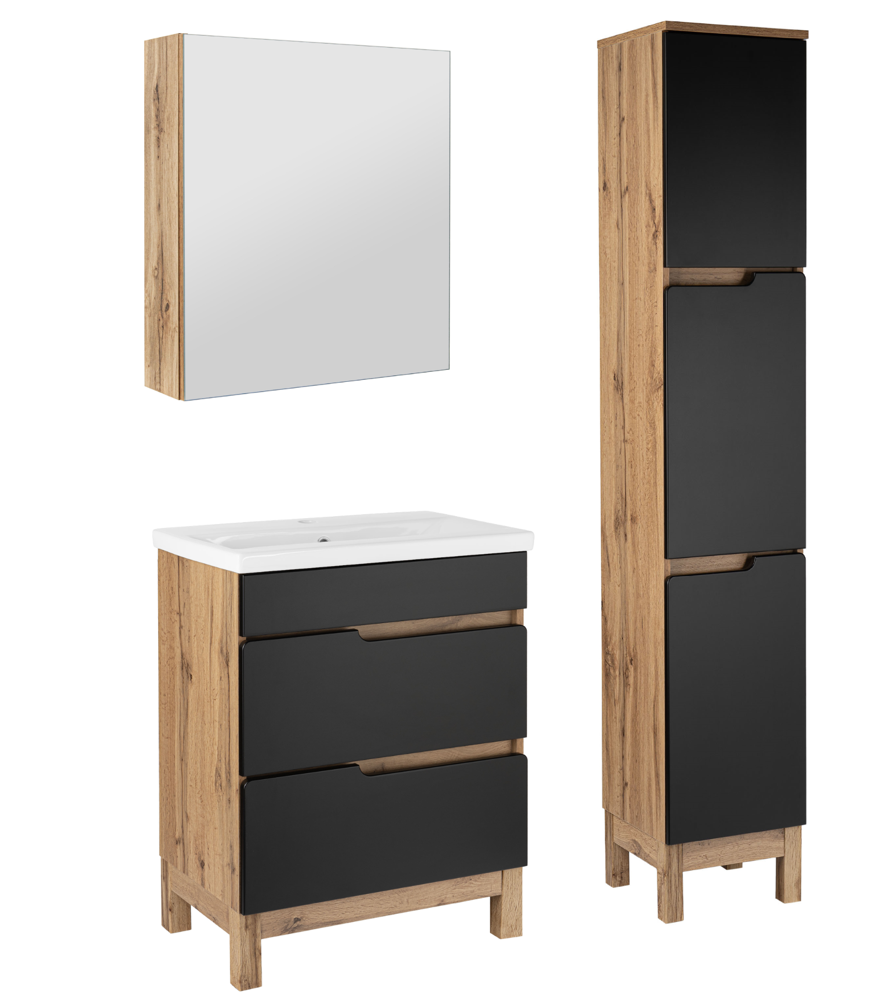 Zestaw Łazienkowy 60cm Alma Dąb Wotan / Czarny Mat 2