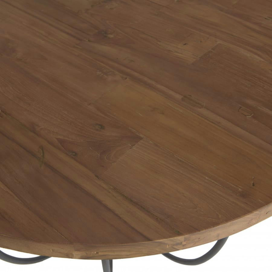 ALIDA - Table basse coque en teck recyclé métal noir L80