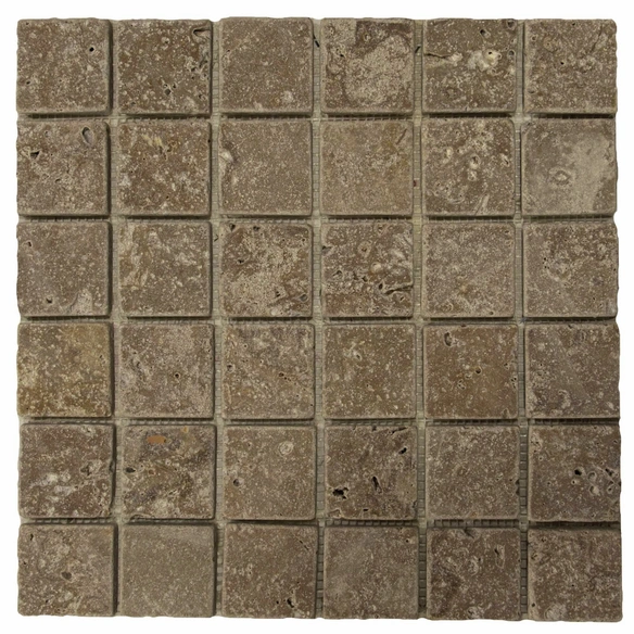 Mosaikmatte BxLxH: 30,5 x 30,5 x 1 cm, Fliesengröße: 4,8 x 4,8 cm, Travertin, braun/beige