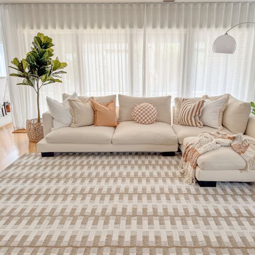 Krystal Brown and Ivory Geometric Flatweave Indoor Outdoor Rug