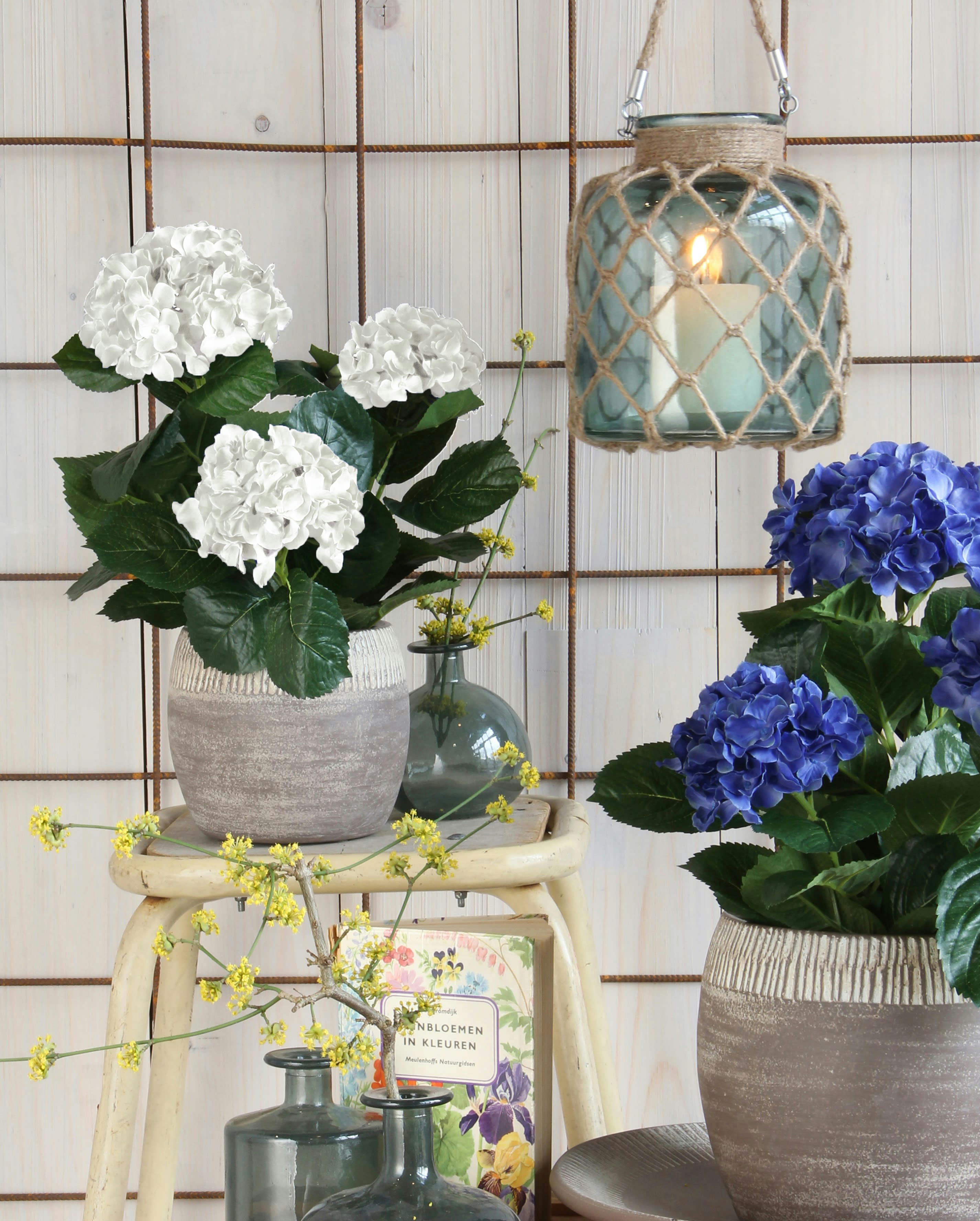 - Hortensia artificielle blanc en pot H45