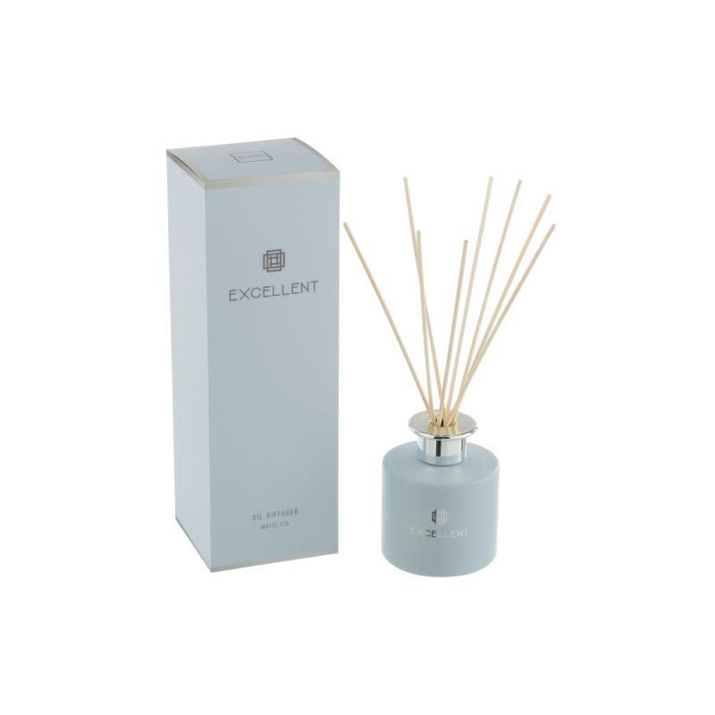 EXCELLENT - Huile parfumée verre bleu clair H27,2cm