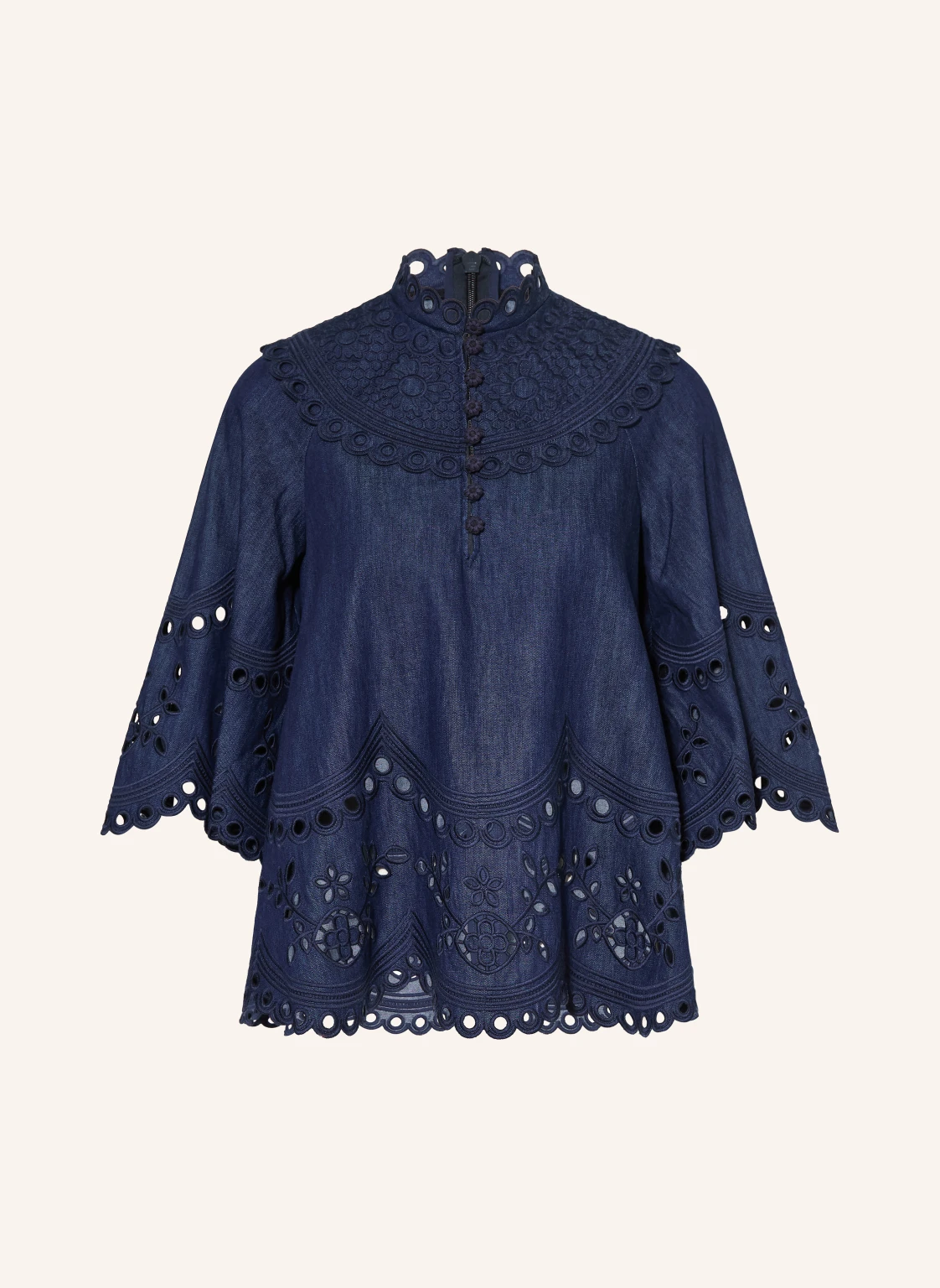 ZIMMERMANN Jeansbluse MAHON mit Lochspitze und 3/4-Arm