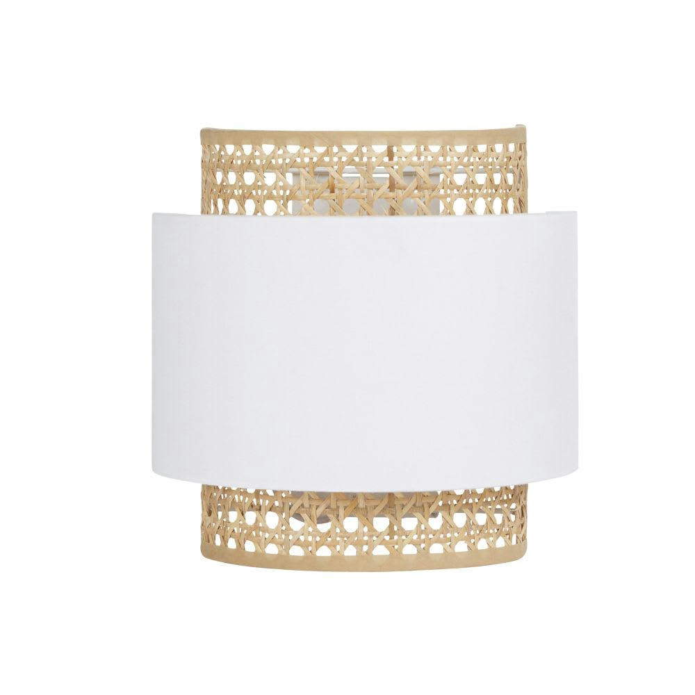 LILA - Applique en rotin et tissu blanc