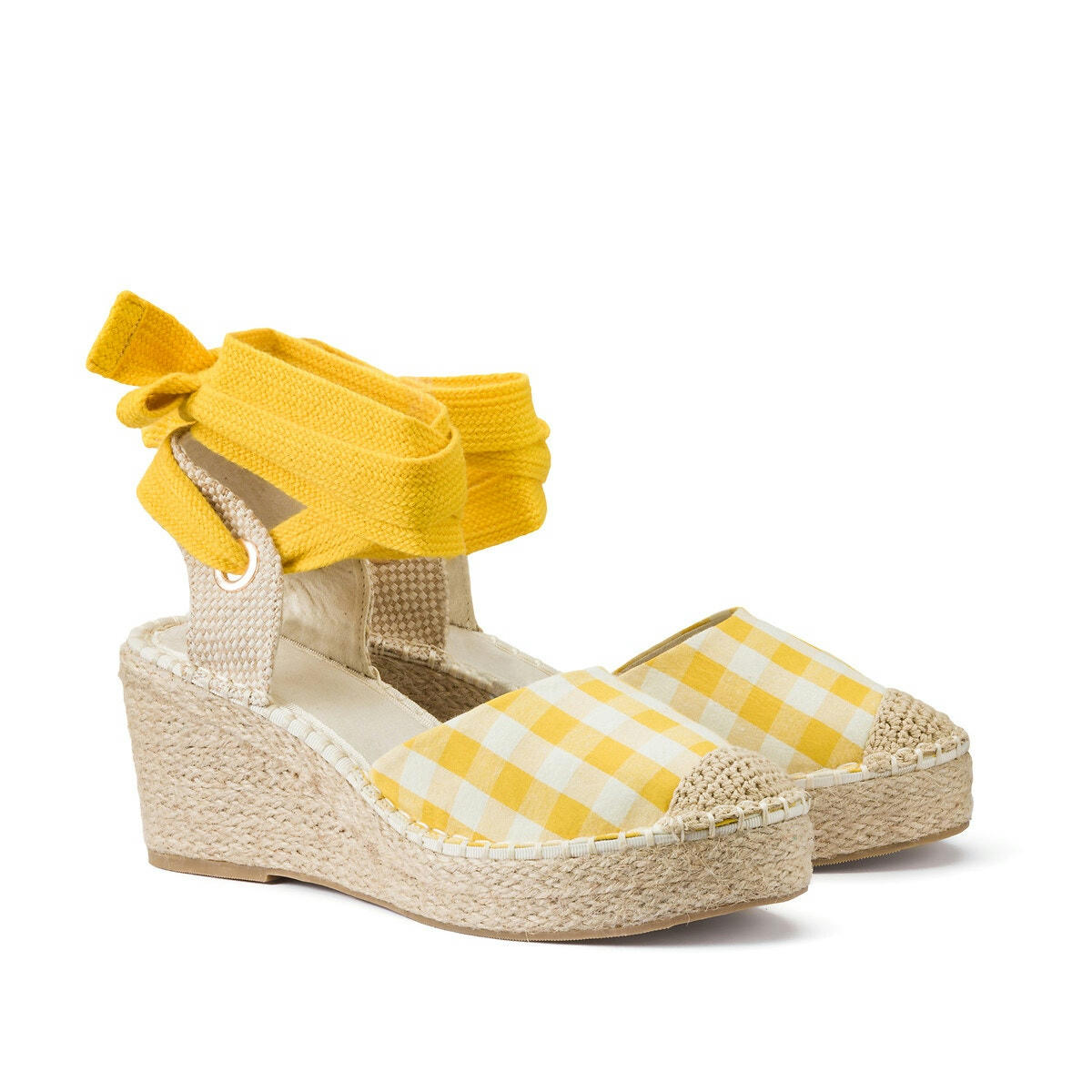 Espadrilles imprimées vichy, pied large 38-45