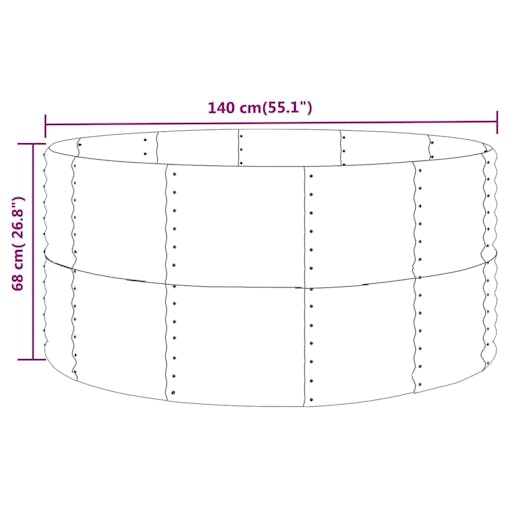NNEVL Garden Planter Grey 140x140x68 cm Powder-coated Steel