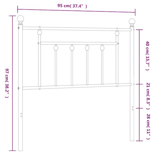 NNEVL Metal Headboard White 90 cm