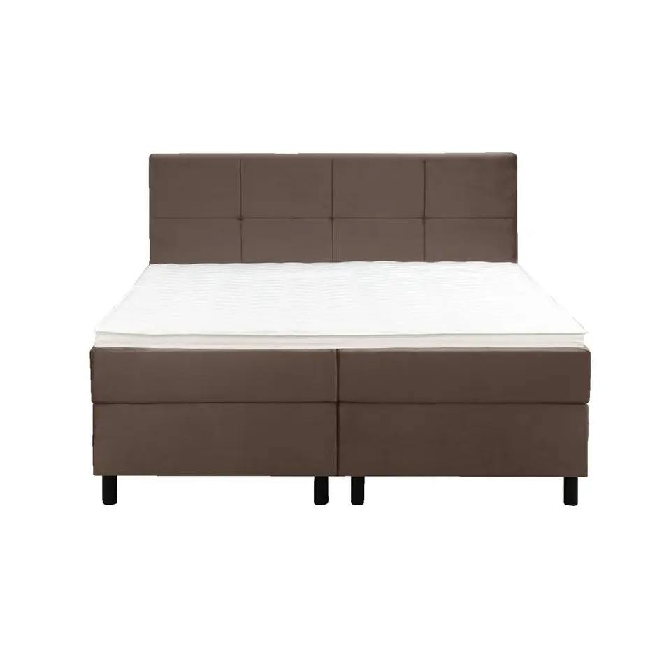 Boxspring Liv geblokt - bruin - 180x200 cm - ronde poot
