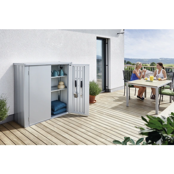 Terrassenschrank »Romeo«, BxHxT: 132 x 140 x 87 cm, silber-metallic, Stahlblech