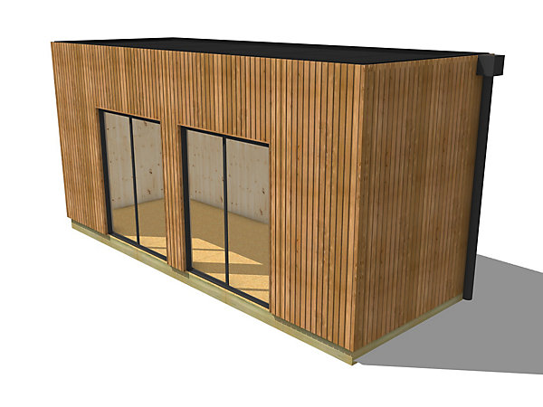 Bureau de jardin 4 saisons en bois 6,6 x 2,4 x 3,2 m / isolation RE2020 avec plancher isolé / menuiseries alu k-line