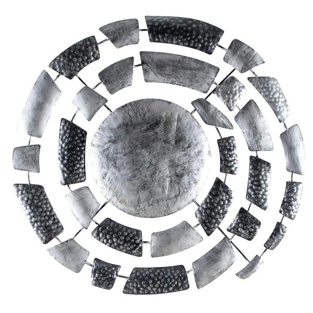 BIG-BEL - Décoration murale en métal, spirale argentée 80x80