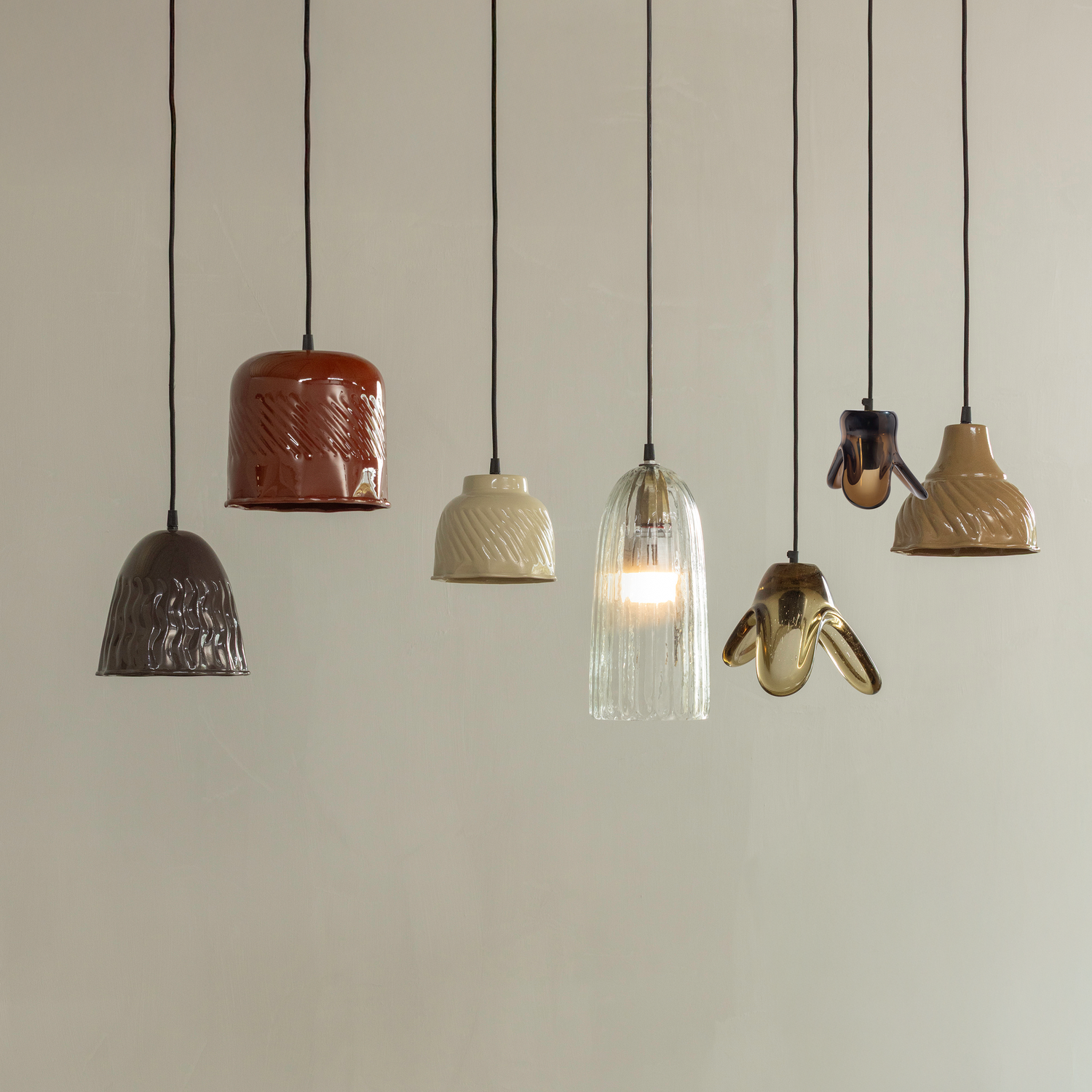 WOOOD Elle Hanglamp Groot - Glas - Groen - 17x25x22