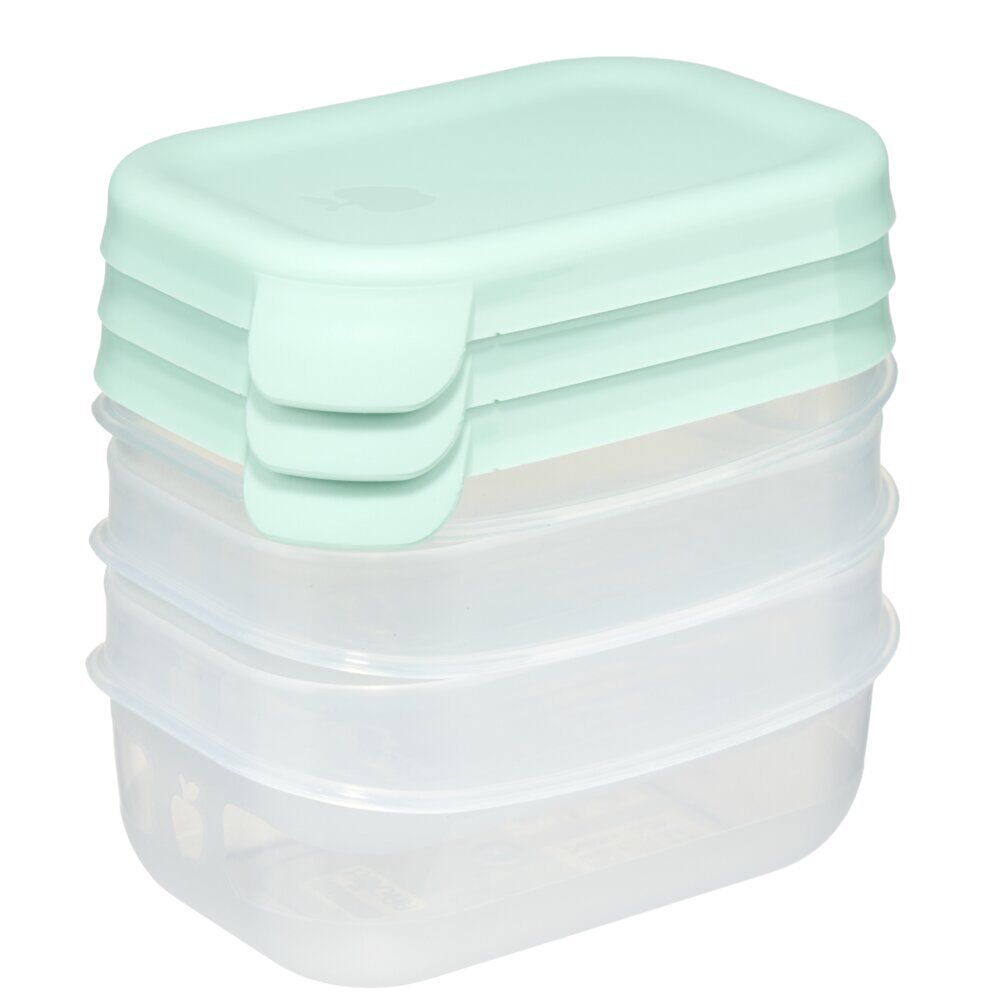 BoÎte alimentaire rectangulaire 25cl x3 plastique avec couvercle 12,5x9xH9,5cm (3 modèles)