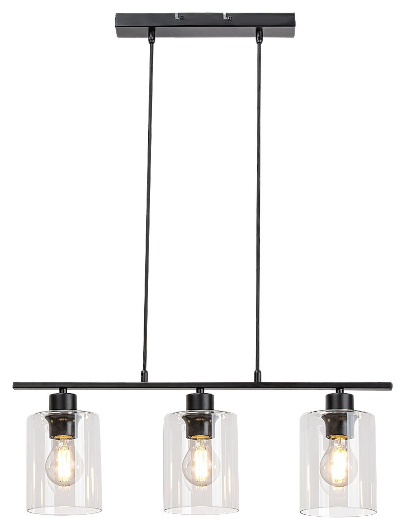 Lampa wisząca czarny matowa-przezroczysta Miroslaw 3xE27x40W Rabalux