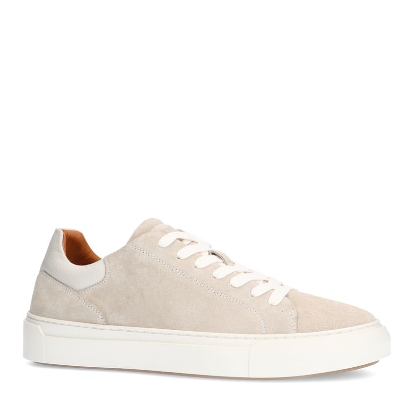 Manfield Licht grijze suède sneakers