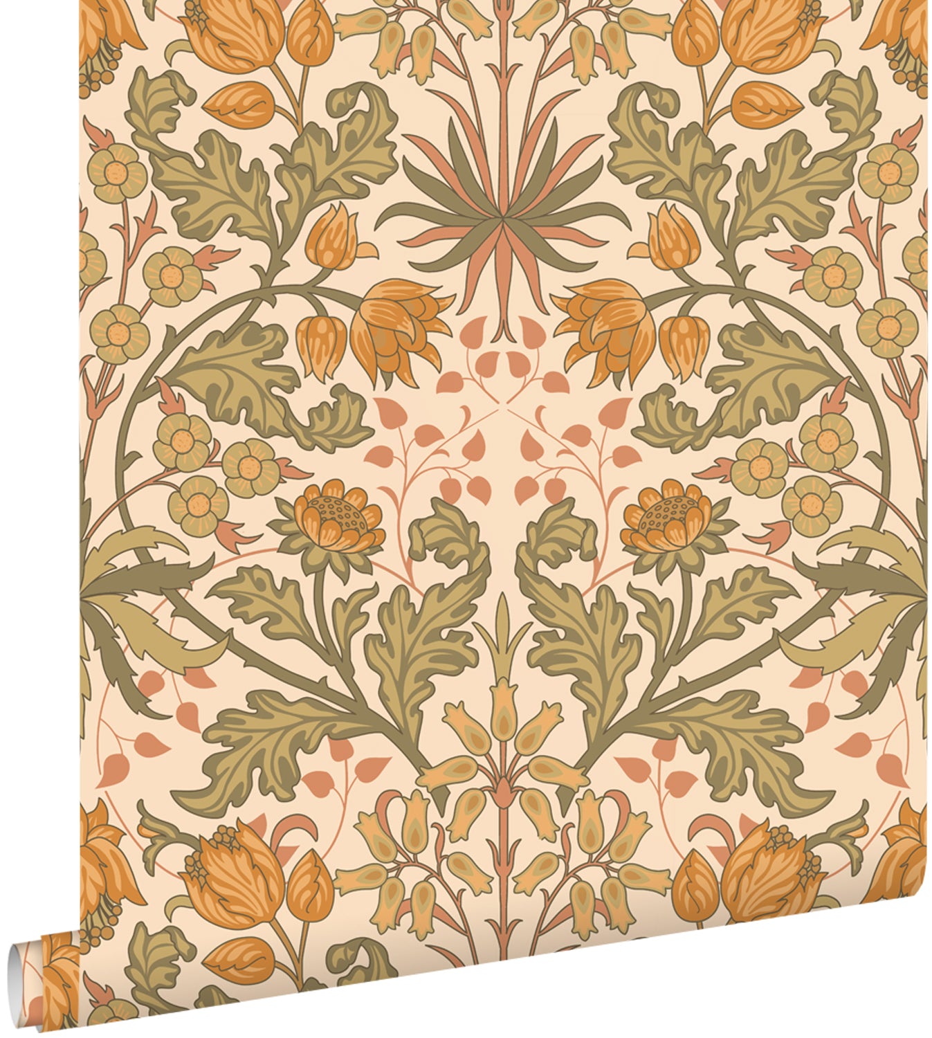 ESTAhome behang vintage bloemen in art nouveau stijl oranje 50 x 900 cm 131175