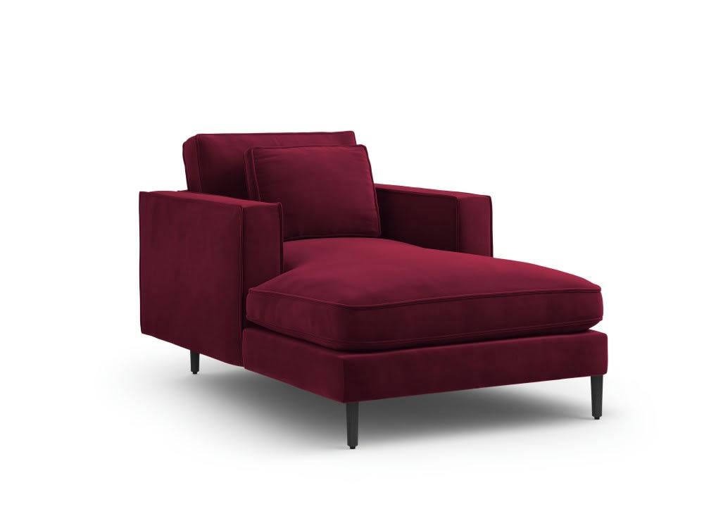 ALEXIS - Méridienne 1 place en velours rouge foncé