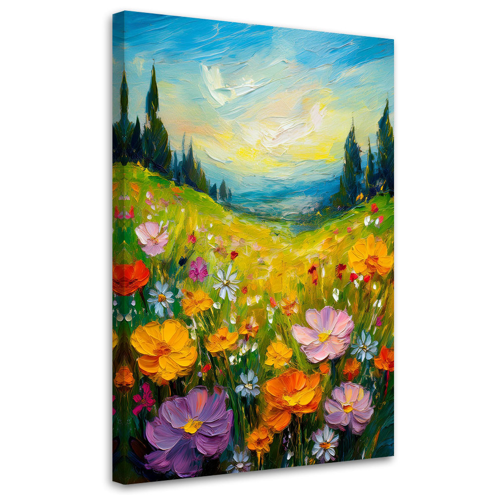 Feeby Obraz na płótnie, Łąka Kwiaty Krajobraz Natura 40x60