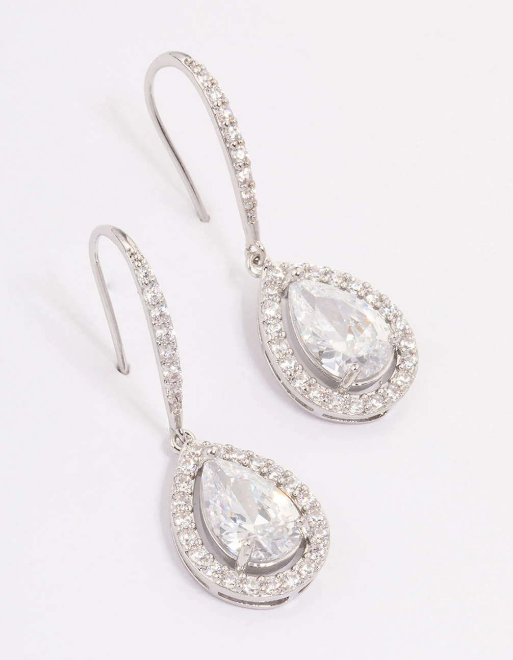Silver Cubic Zirconia Teardrop Earrings