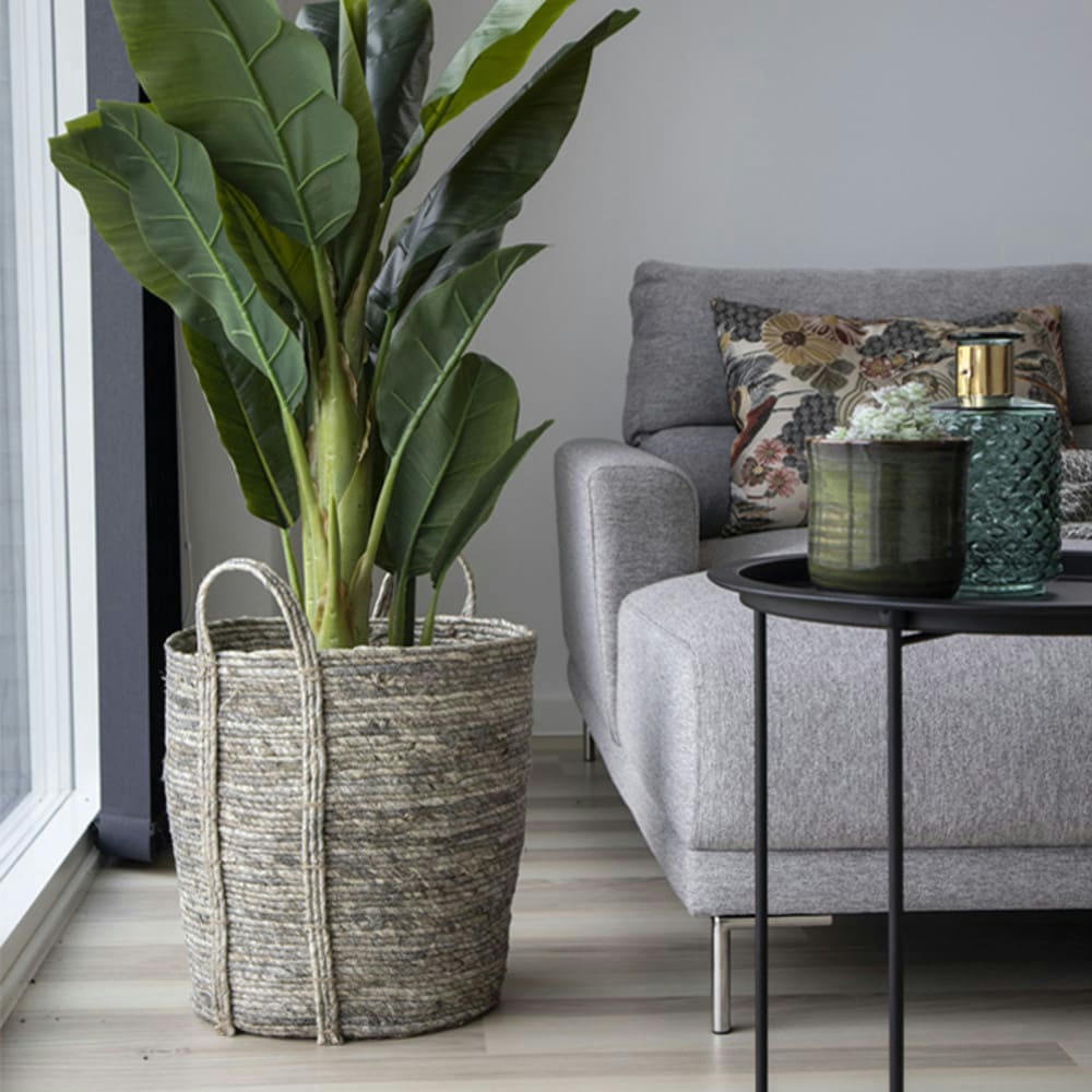 UDINE - Panier rond en feuille de maïs naturel