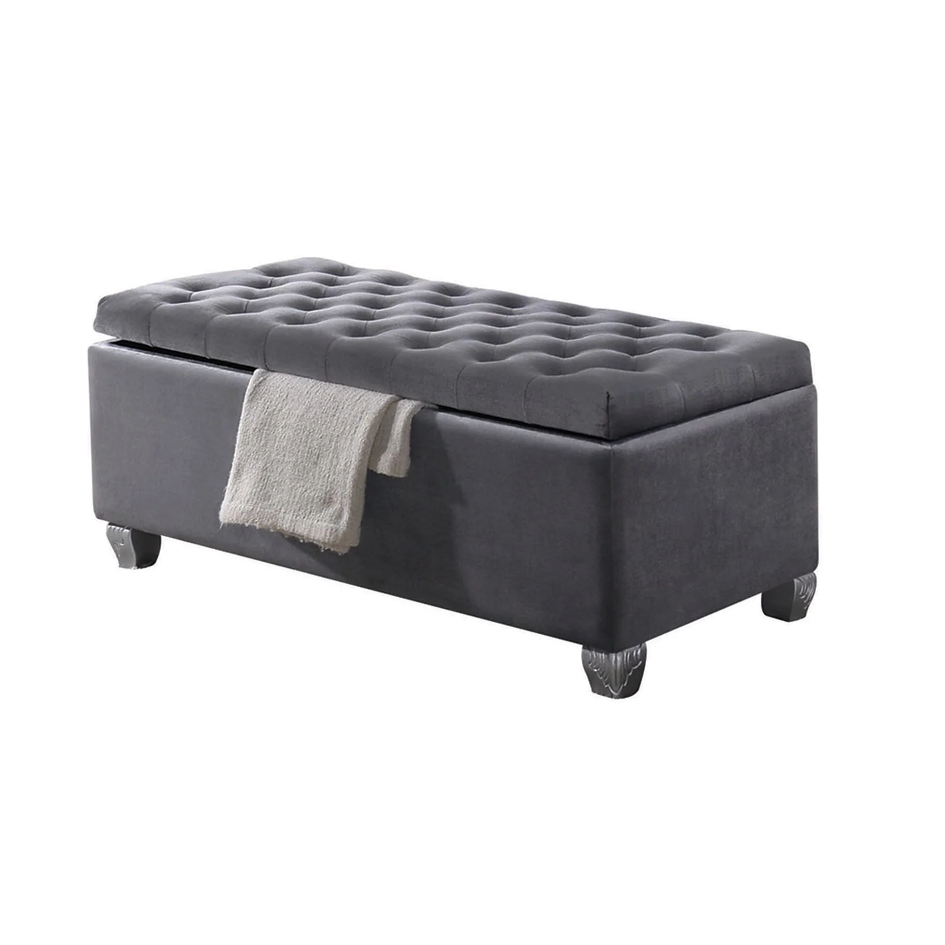 Tanya Grey Tufted Storage Bench