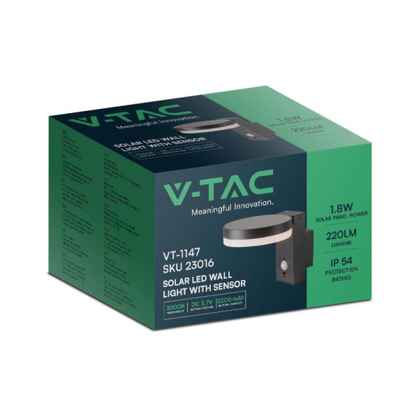 Kinkiet zewnętrzny solarny z czujnikiem ruchu V-TAC 5.5W 220lm 23016