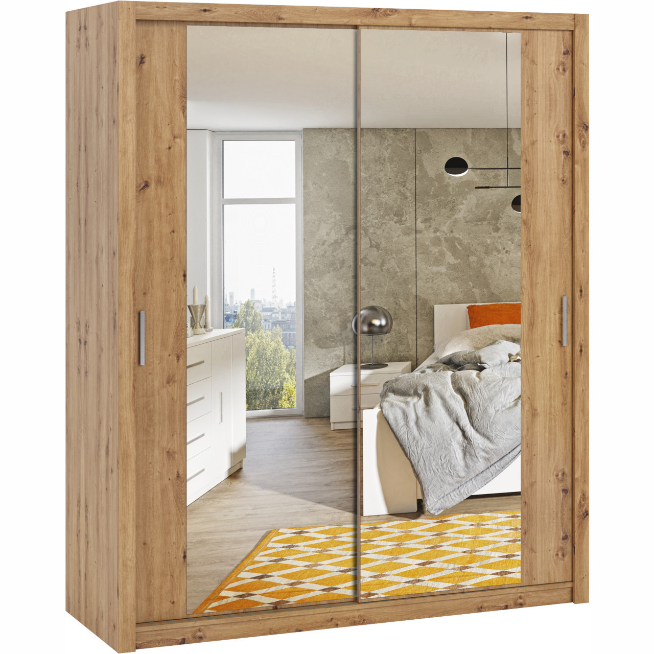Szafa przesuwna z lustrem 180 BOSCO BO09 dąb artisan