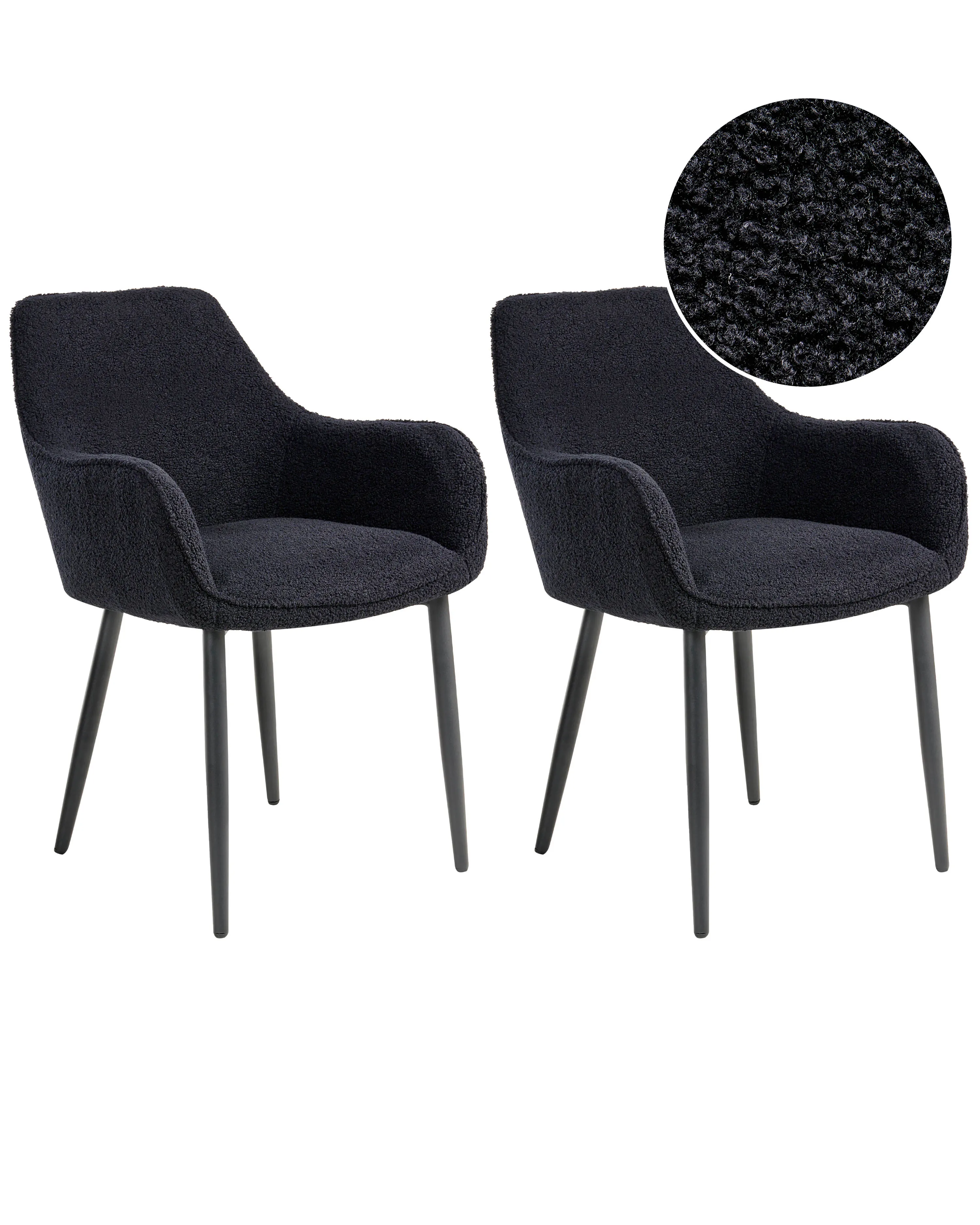 Set of 2 Dining Chairs ALDEN Boucle Black