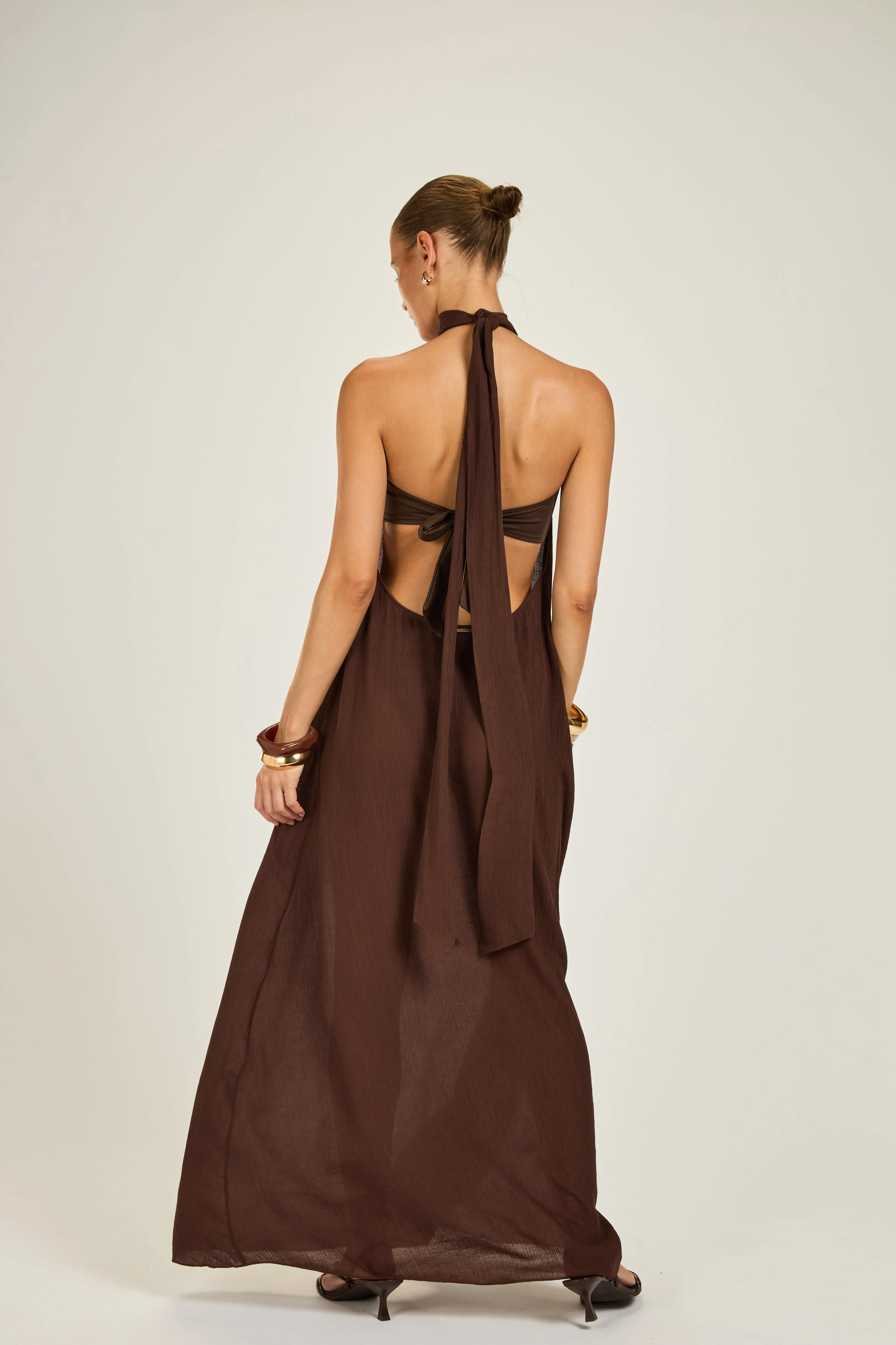 Menorca Dress - Espresso Crinkle