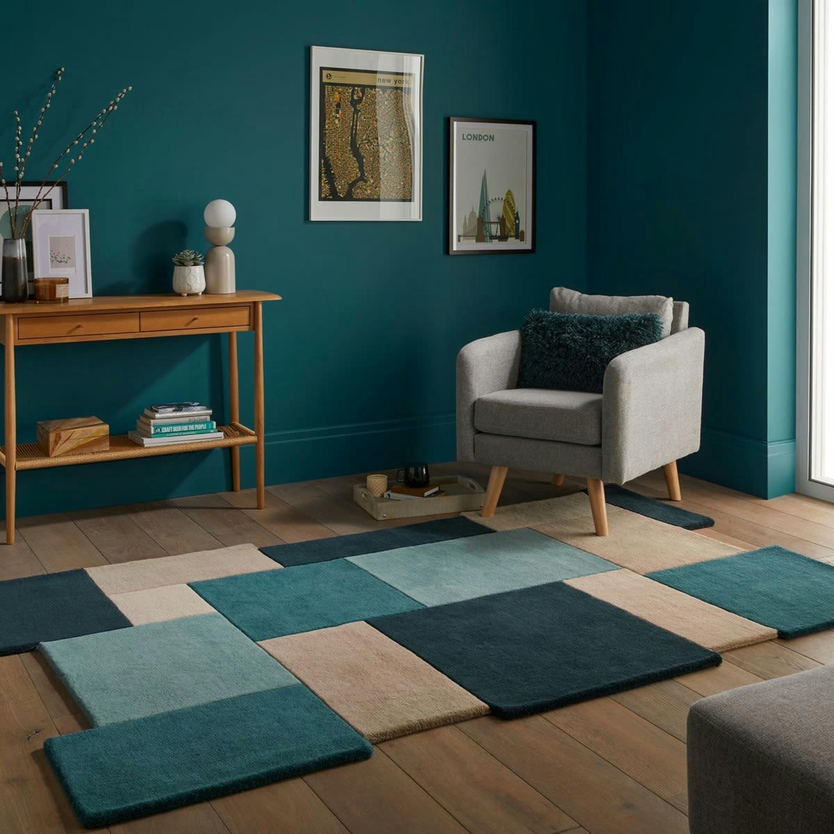 ARTY - Tapis en Laine Bleu turquoise 120x170 cm