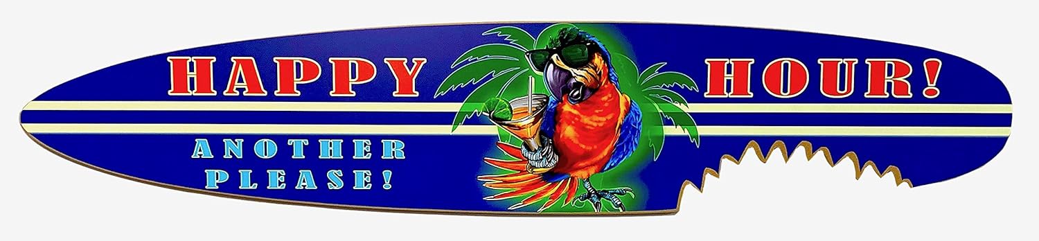 Classic Happy Hour Parrot Party Shark Bite Surfboard - 4 footer (Indoor use only)
