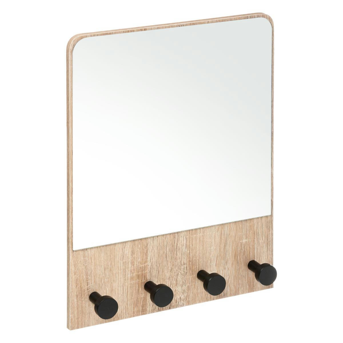 - Miroir mural 4 patères bois naturel