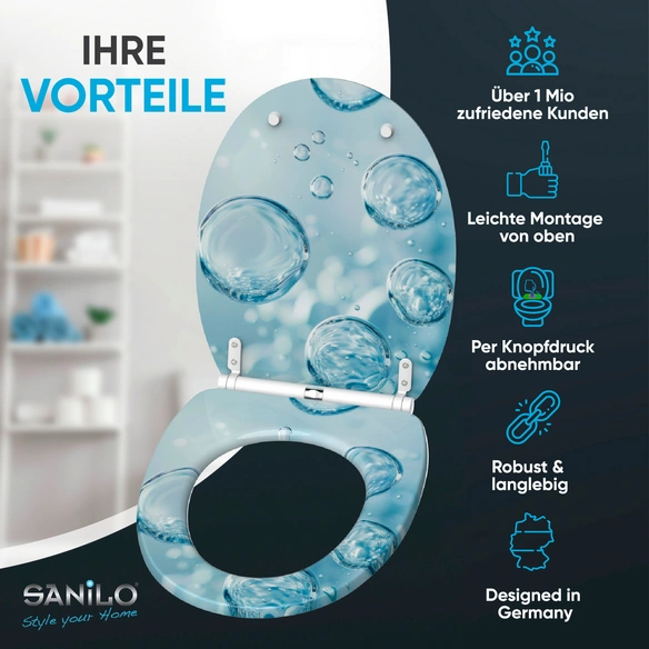 WC-Sitz »Bubbles«, mit Schnellverschluss Bubbles, Blau, Oval