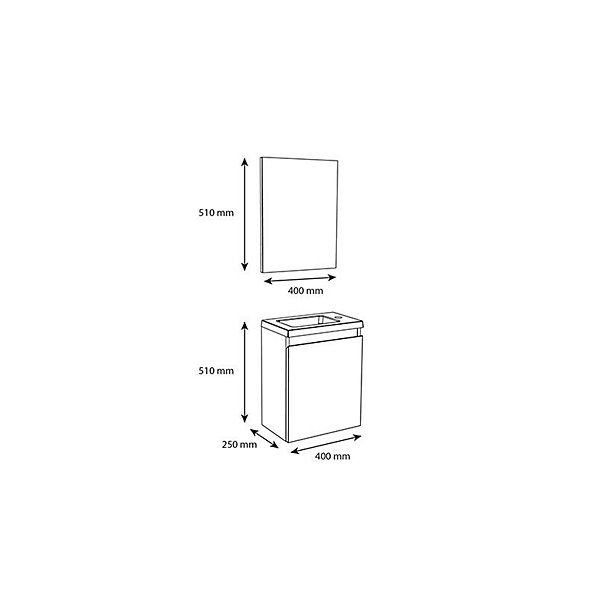 Pack lave mains avec miroir Porto Noir brillant - Marque allibert