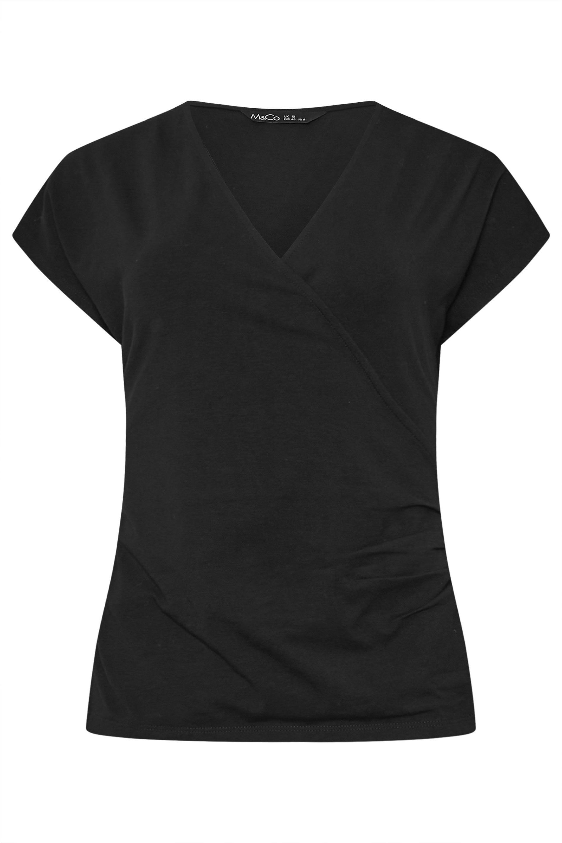 M&Co Short Sleeve Wrap Top