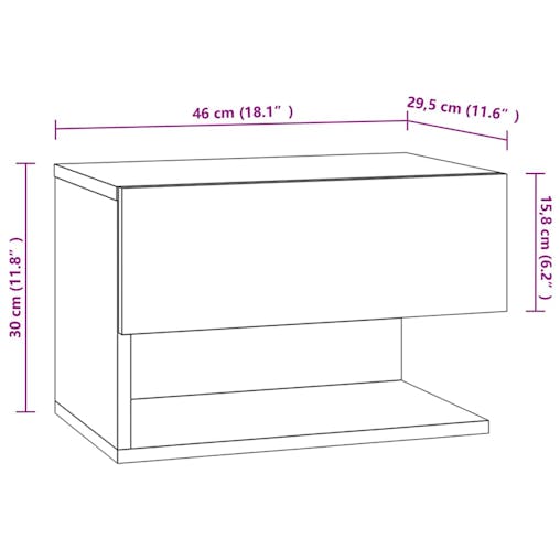 NNEVL Wall-mounted Bedside Cabinets 2 pcs Sonoma Oak