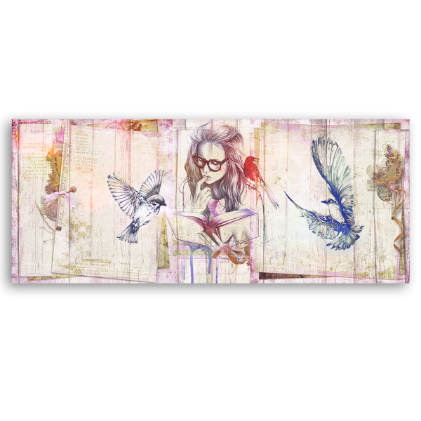 Feeby Obraz na płótnie, Dziewczyna z książką 90x30