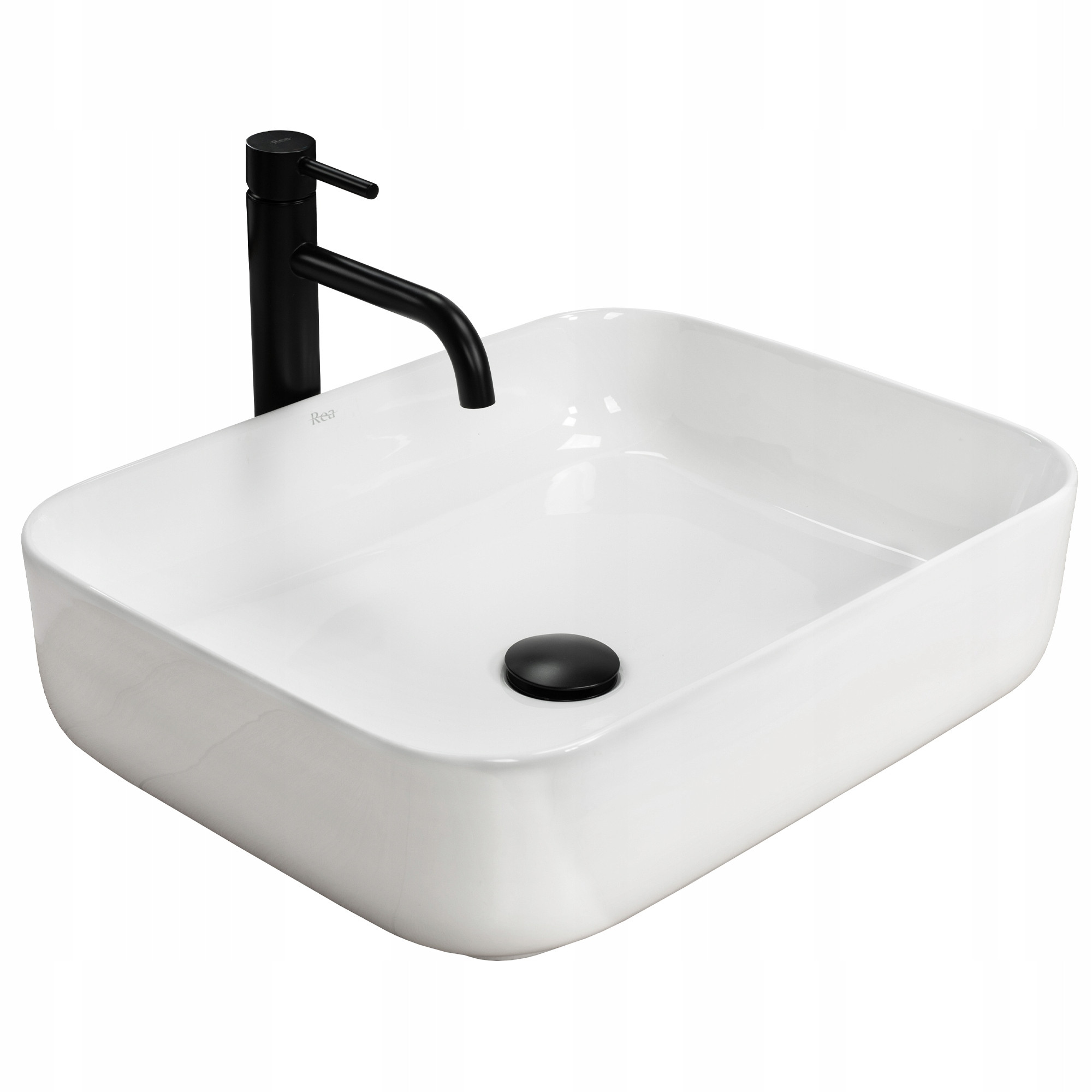 Umywalka Ceramiczna Nablatowa Demi White Biała Rea